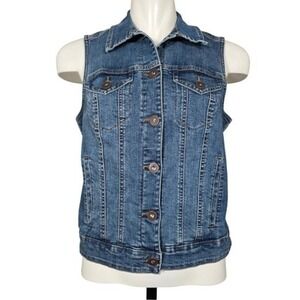 Ricki's Women's Blue Denim Button Up Trucker Vest Medium